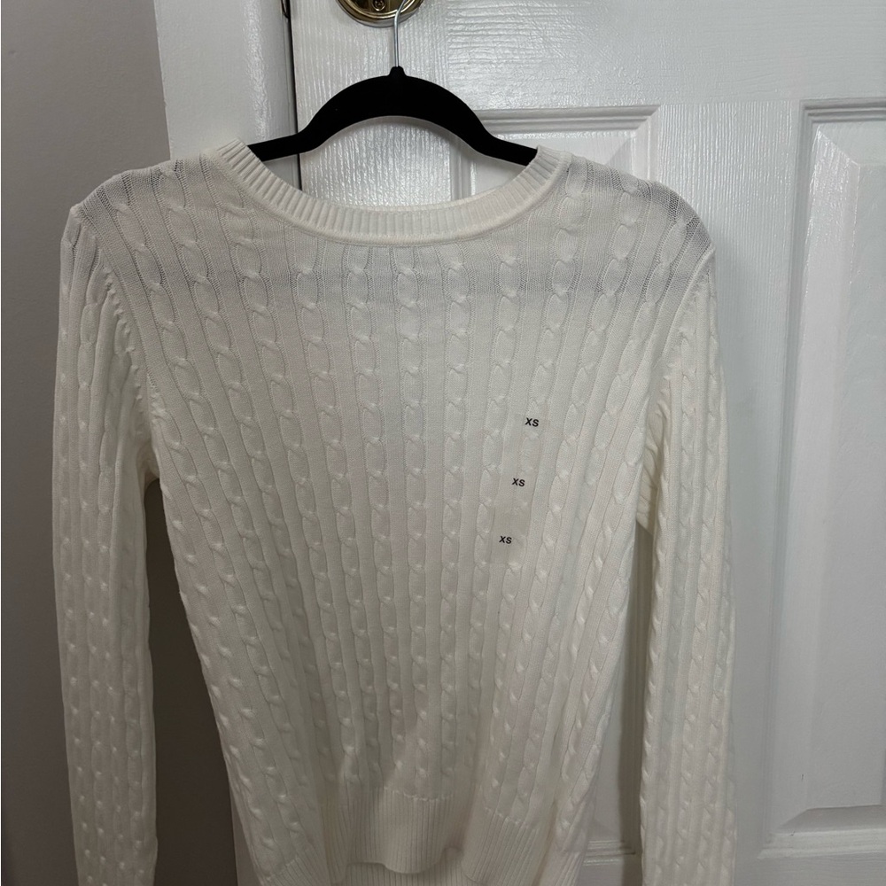 Classic White Cable Knit Sweater